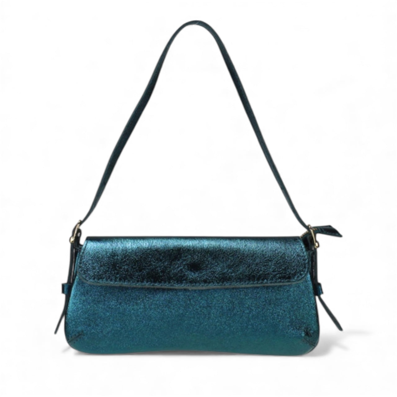LUCY TEAL metallic baguette