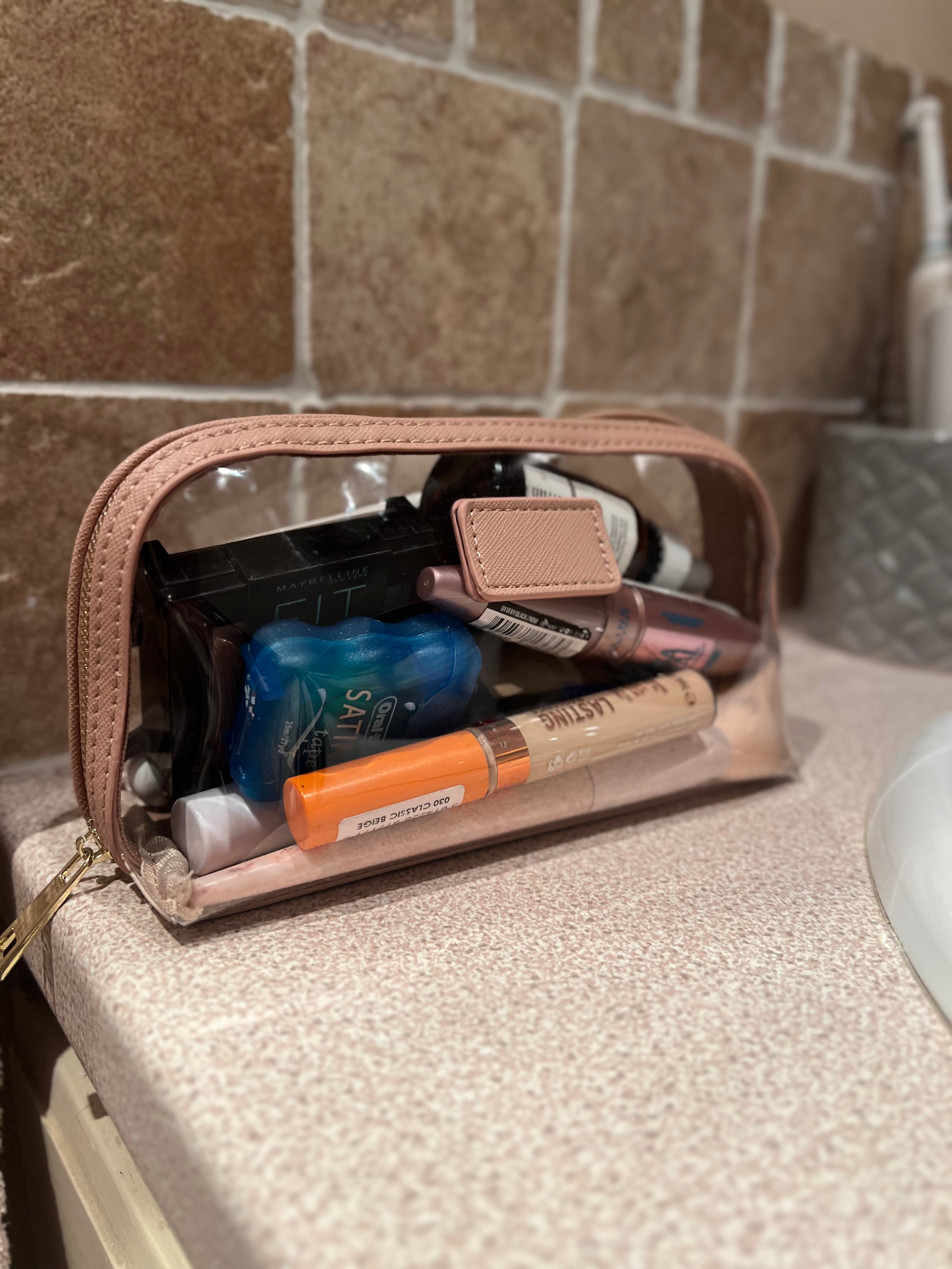 Leather Trim Cosmetic Pouch