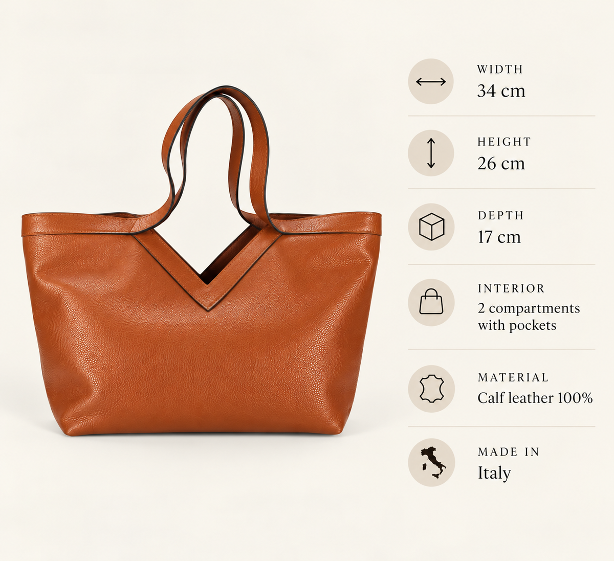 VALENTINA Tan Tote Bag