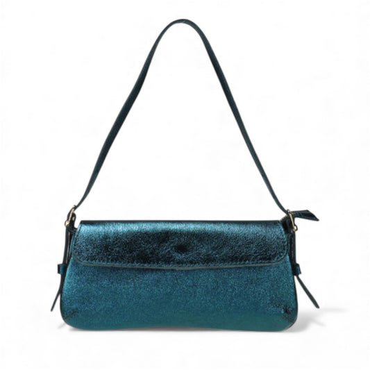 LUCY TEAL metallic baguette
