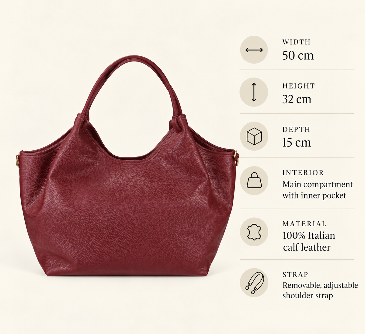 DOROTHY Burgundy Tote Bag