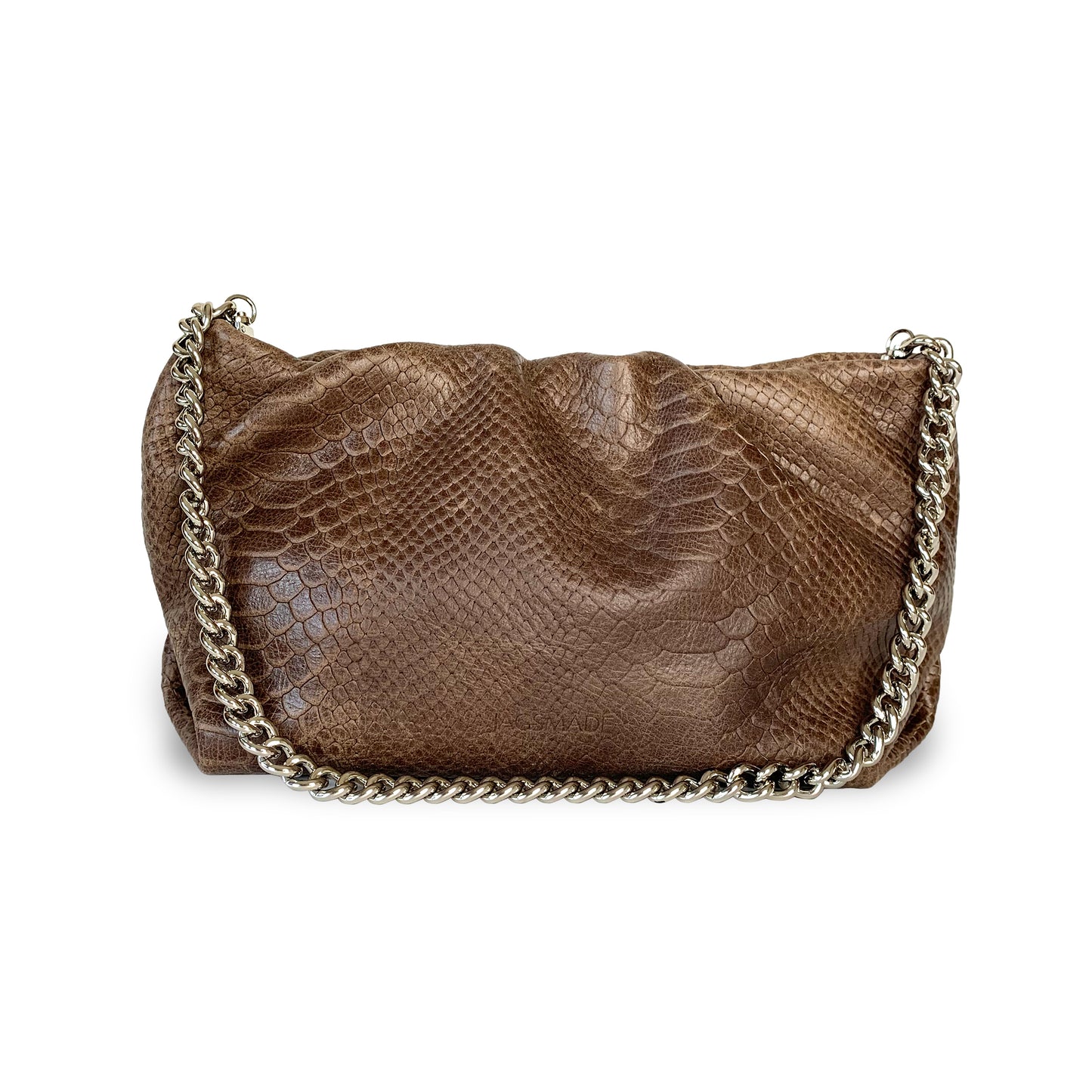 SCRUNCH  MOCHA embossed leather