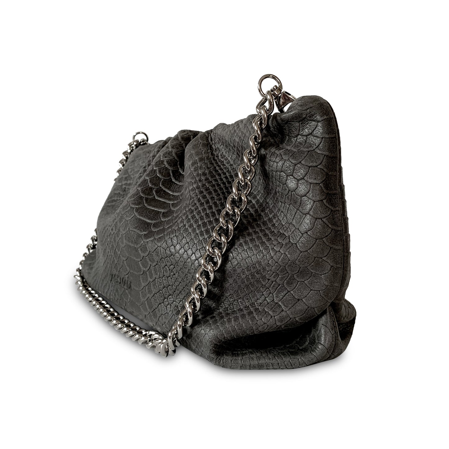 SCRUNCH ANTHRACITE embossed leather