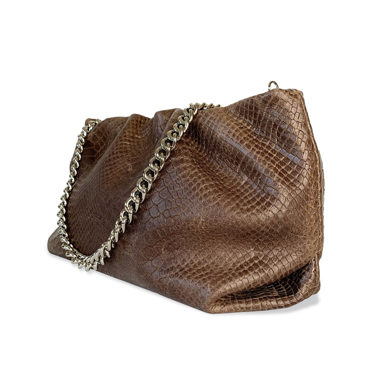 SCRUNCH  MOCHA embossed leather