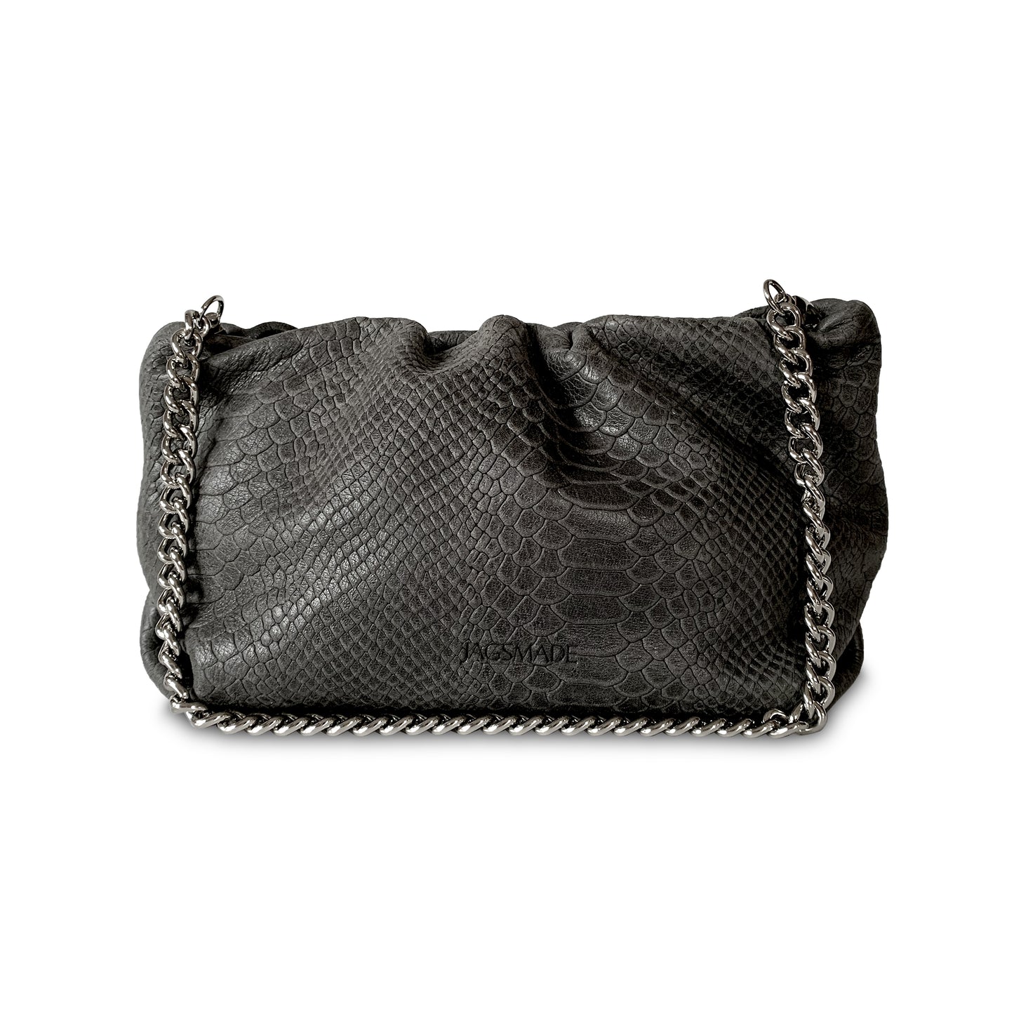 SCRUNCH ANTHRACITE embossed leather