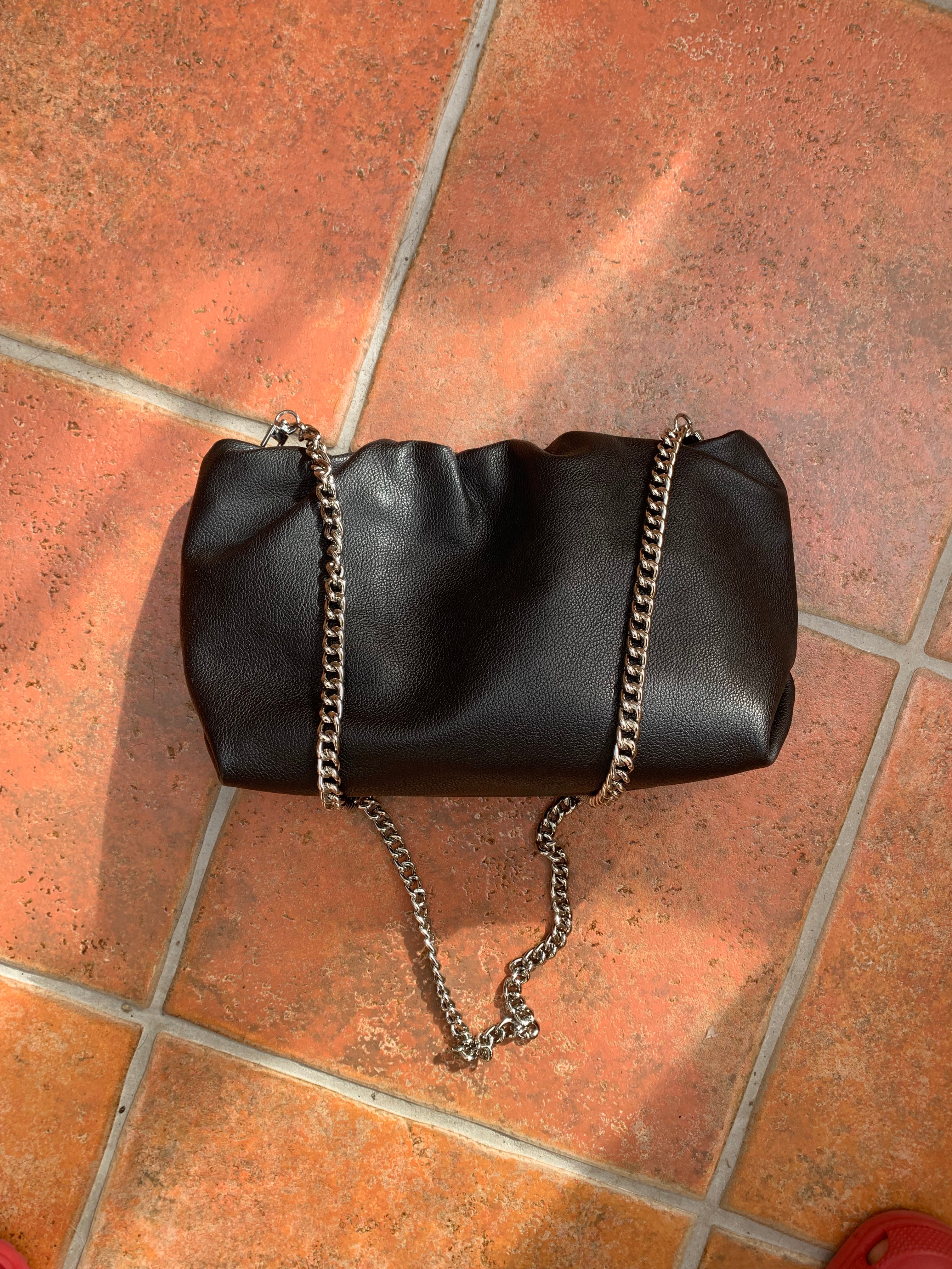 Silver tone long strap